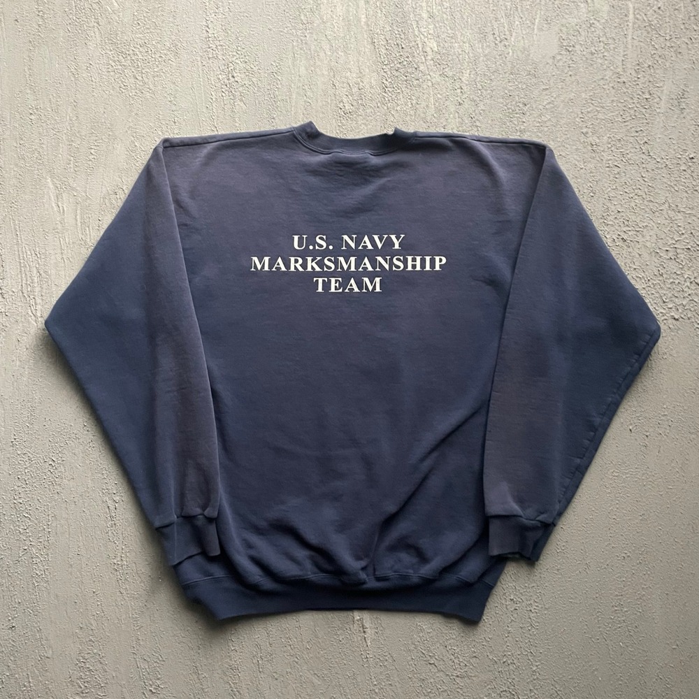 Vintage US Navy Marksmanship Team Sweatshirt Men L Blue 2000s Port and Company